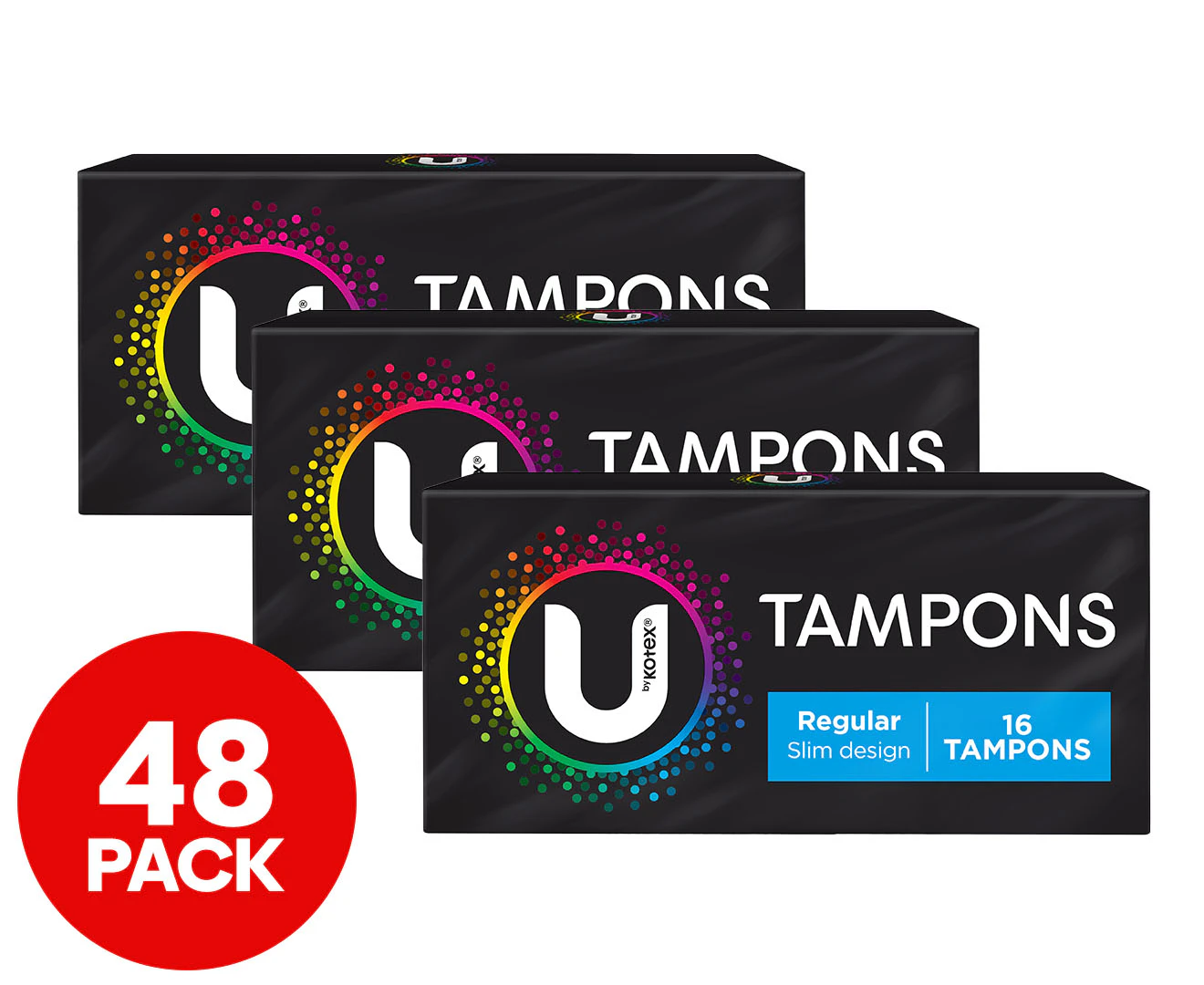 3 x 16pk U by Kotex Regular Tampons