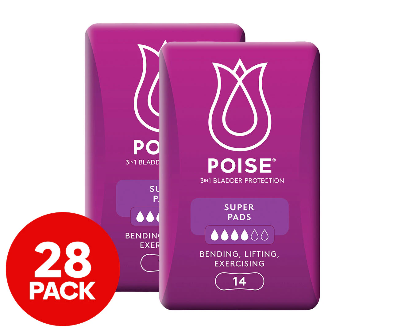 2 x 14pk Poise Super Pads