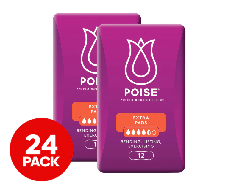 2 x 12pk Poise Extra Pads