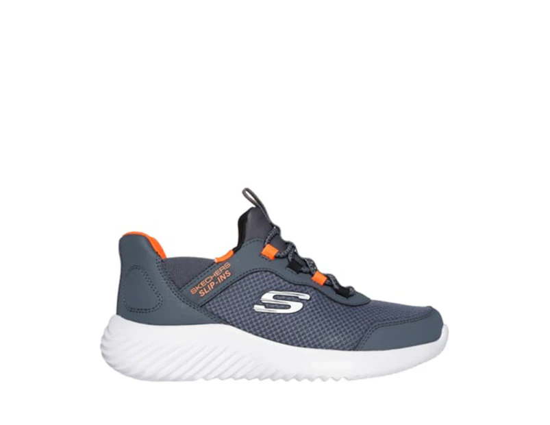 Skechers Boys' Slip-Ins Bounder Brisk-Burst Sneakers - Charcoal/Orange