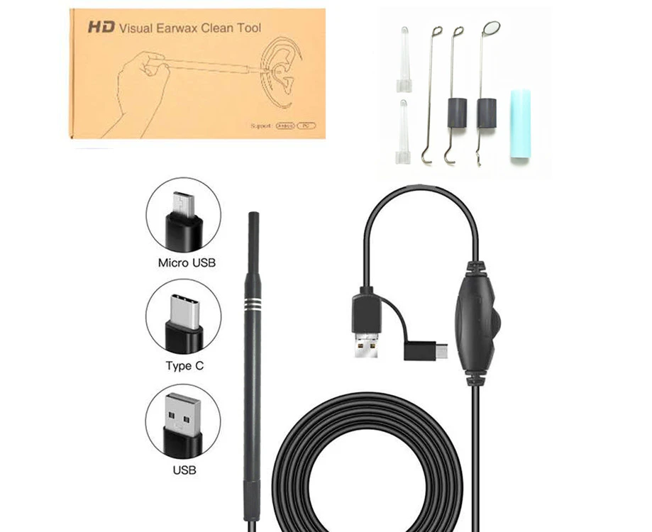 LED Ear Cleaner Endoscope Camera Otoscope Scope Pick Ear Wax Removal Tool USB