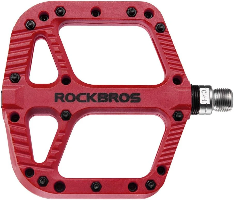 Rockbros Bike Pedals Nylon Composite Bearing 9/16 Mtb Wide Flat Platform Black