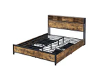 Levede Industrial Bed Frame  RGB LED Storage Headboard USB Charge Drawers Double