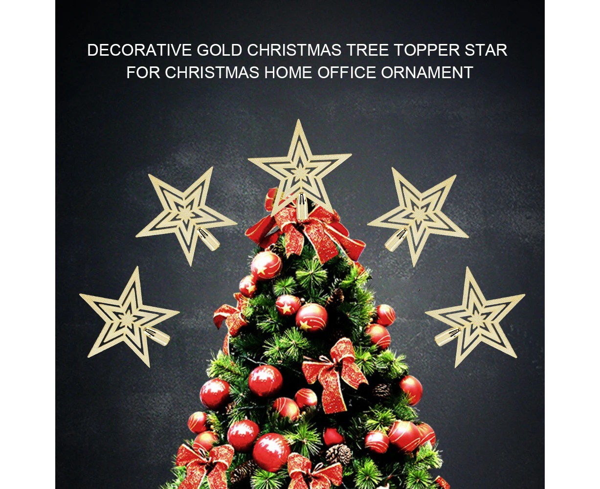 Christmas Tree Topper Star For Home Decoration Office Ornament Gift Gold 20cm