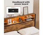 Levede Industrial Bed Frame  RGB LED Storage Headboard USB Charge Drawers Double