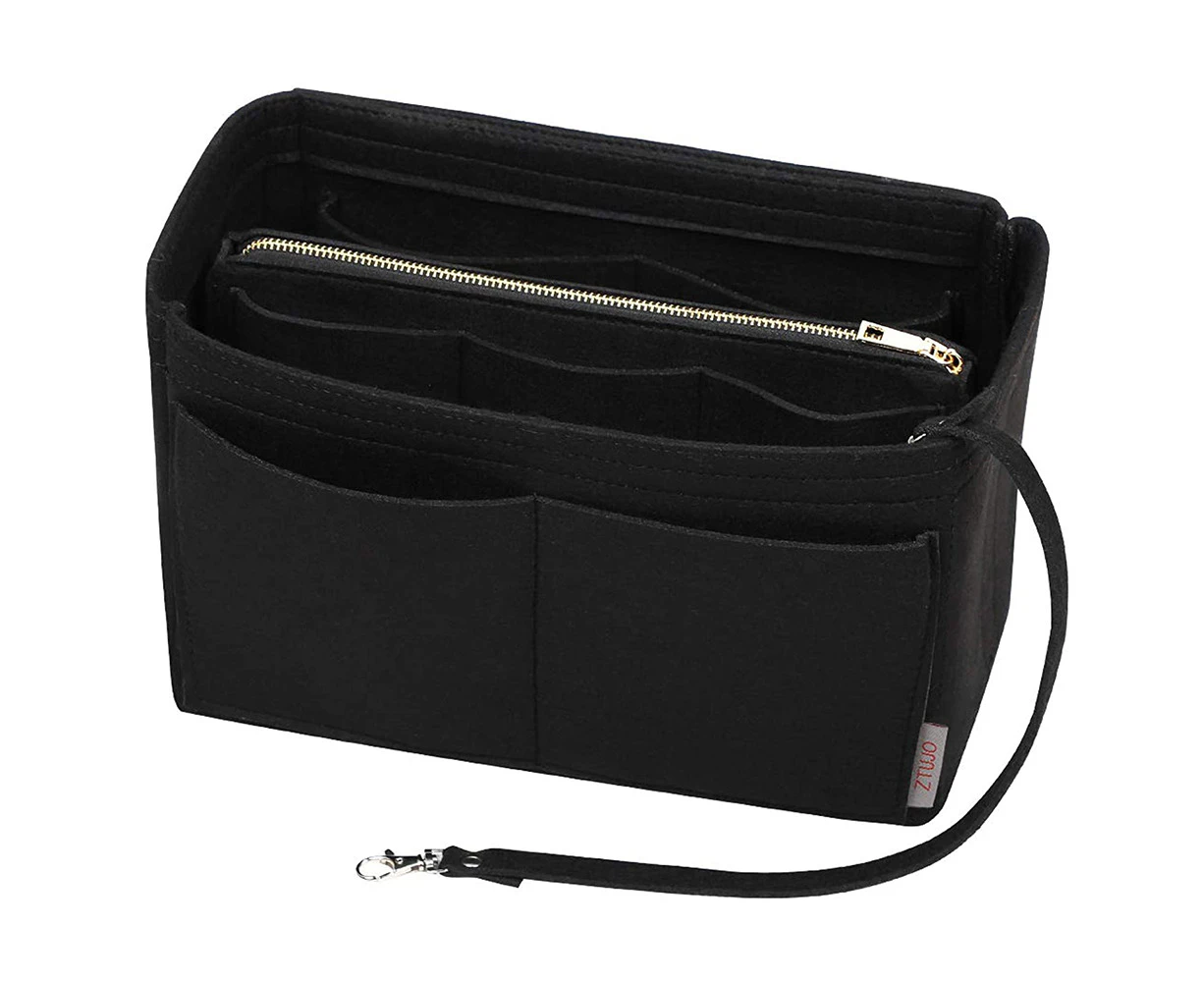 Purse Organizer Insert Handbag & Tote Organizer Bag In Bag?With Zipper-Black