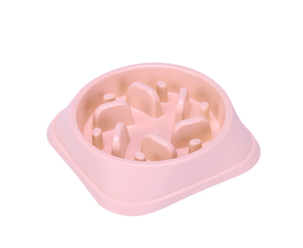 Pet Dog Slow Feeder Bowl Non Slip Interactive Feeding Dish Puzzle Anti Choking -Pink