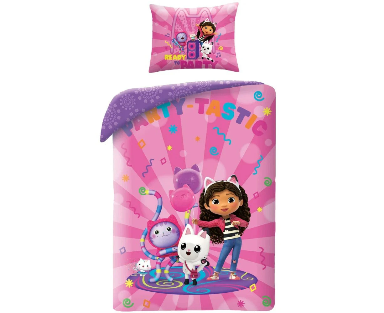 Gabby's Dollhouse Party Girls Cotton Quilt Cover Set - Toddler Bed Size