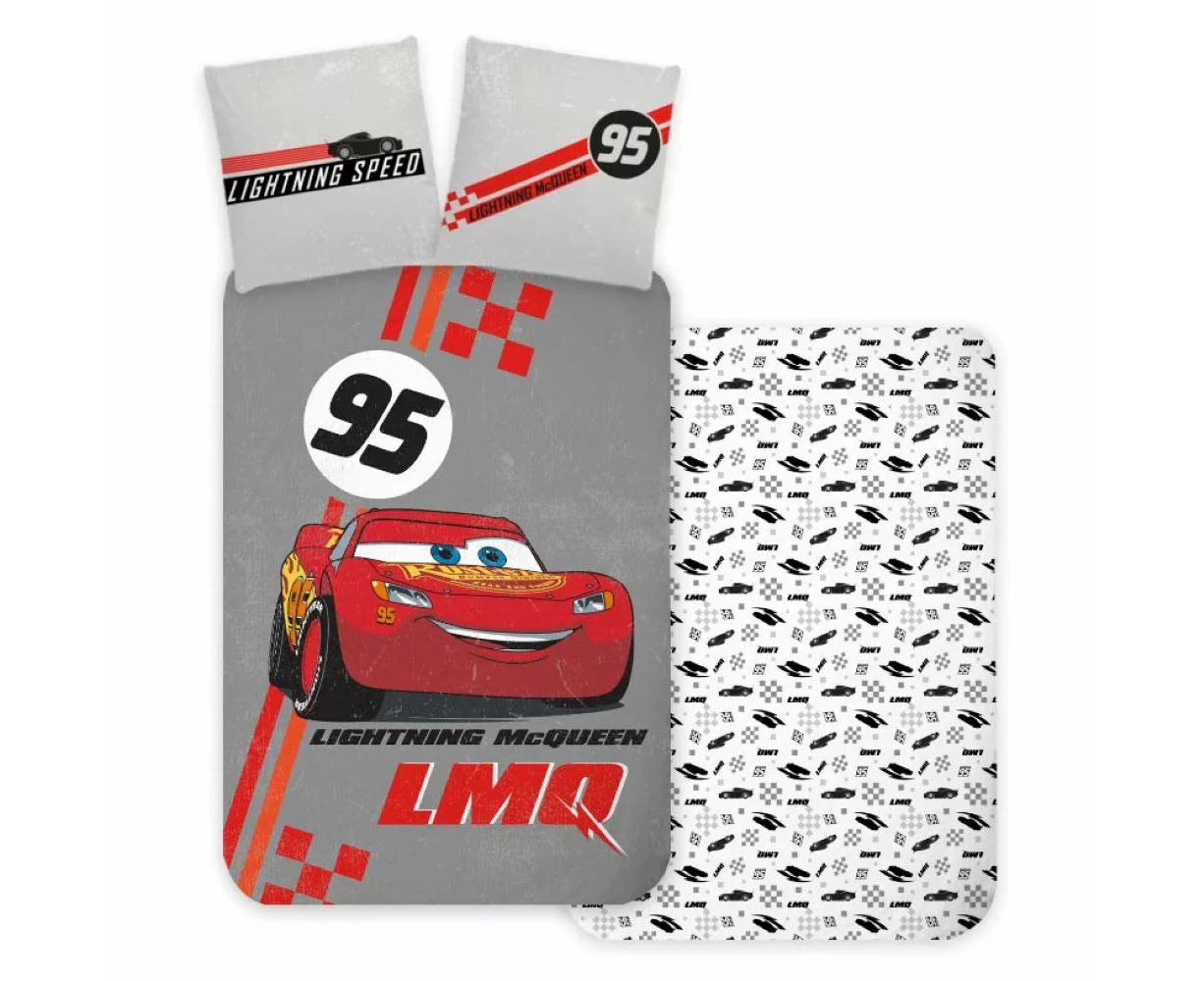 Disney Cars Lightning McQueen 95 Grey Quilt Cover Set - Single Bed