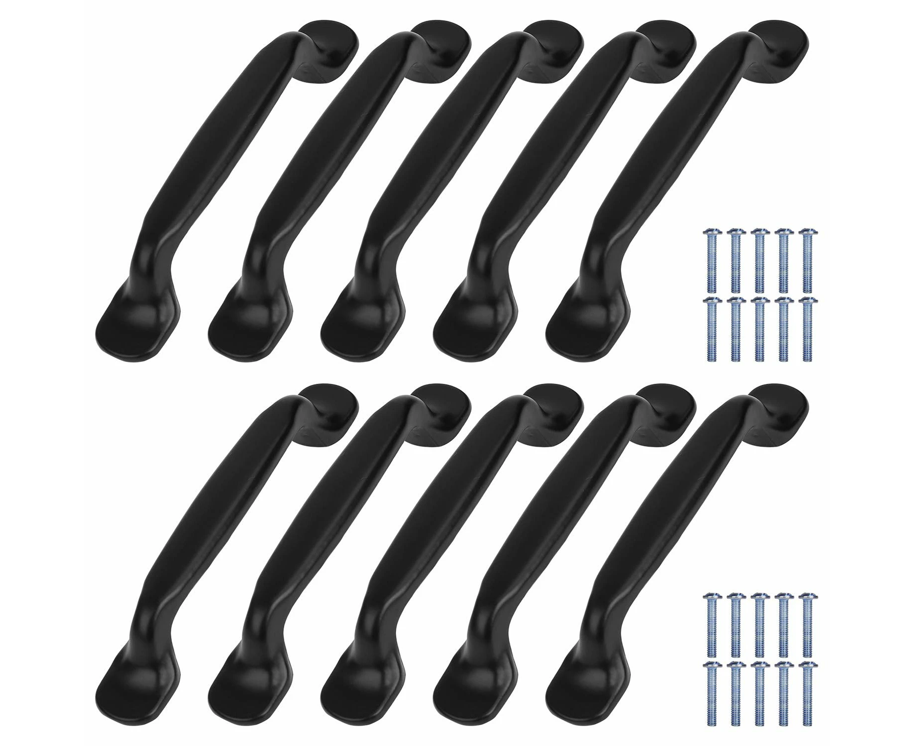 10Pcs Black Kitchen Cabinet Door Handles Furniture Handle Pulls with Screws for Kitchen Bedroom Cupboard Drawer, Aluminum Alloy Knob Hole Center Dist