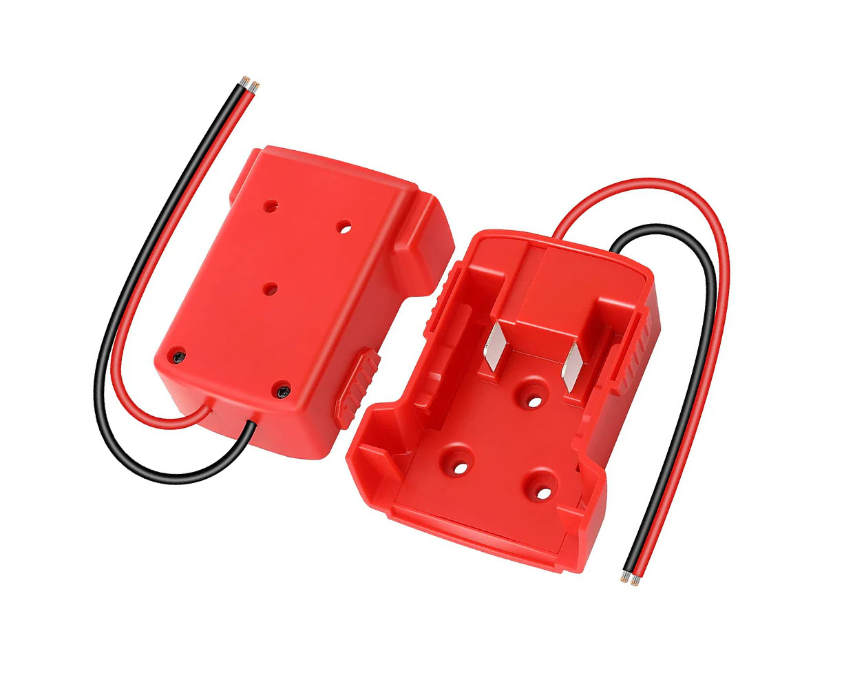 2PCS Battery Adapter For Milwaukee M18 18V To Dock Power 2 Wirings Output DIY Red