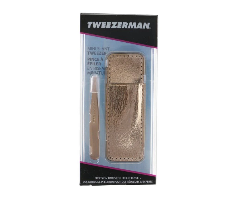 Tweezerman Mini Slant Tweezer With Case  Rose Gold -