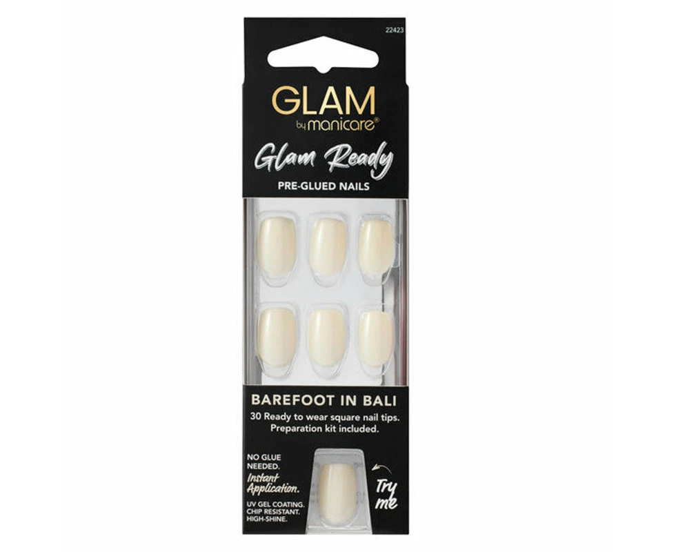 Glam by Manicare Glam Ready Pre-Glued Nails 30pcs - Barefoot in Bali