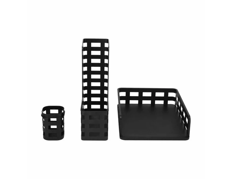 3 Piece Desk Set, Black - Anko