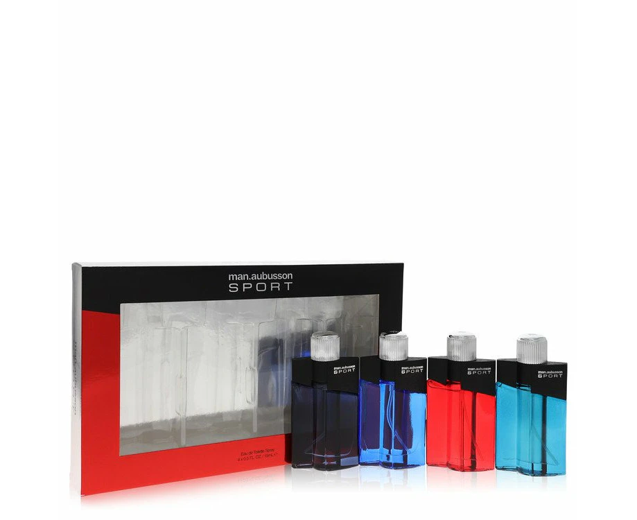 Man Aubusson Sport by Aubusson 4 x 0.5oz Sport EDT Spray ( One each of Sport Blue, Sport Red, Sport Aqua, Sport Black) -- for Men