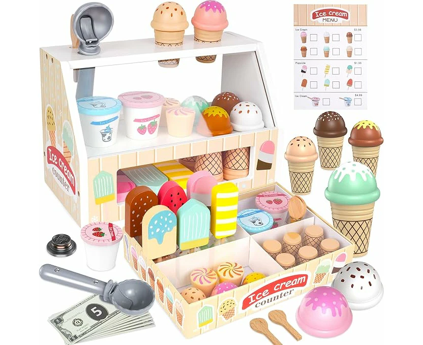 Ice Cream Parlour Children's Wooden ToyBoys Girls Children's Kitchen Accessories Shopping Shop