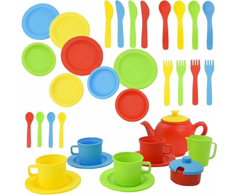 35-piece children's tea set pretending to play with kitchenware, picnic toys tableware accessories with teapot kettle and role-playing gift