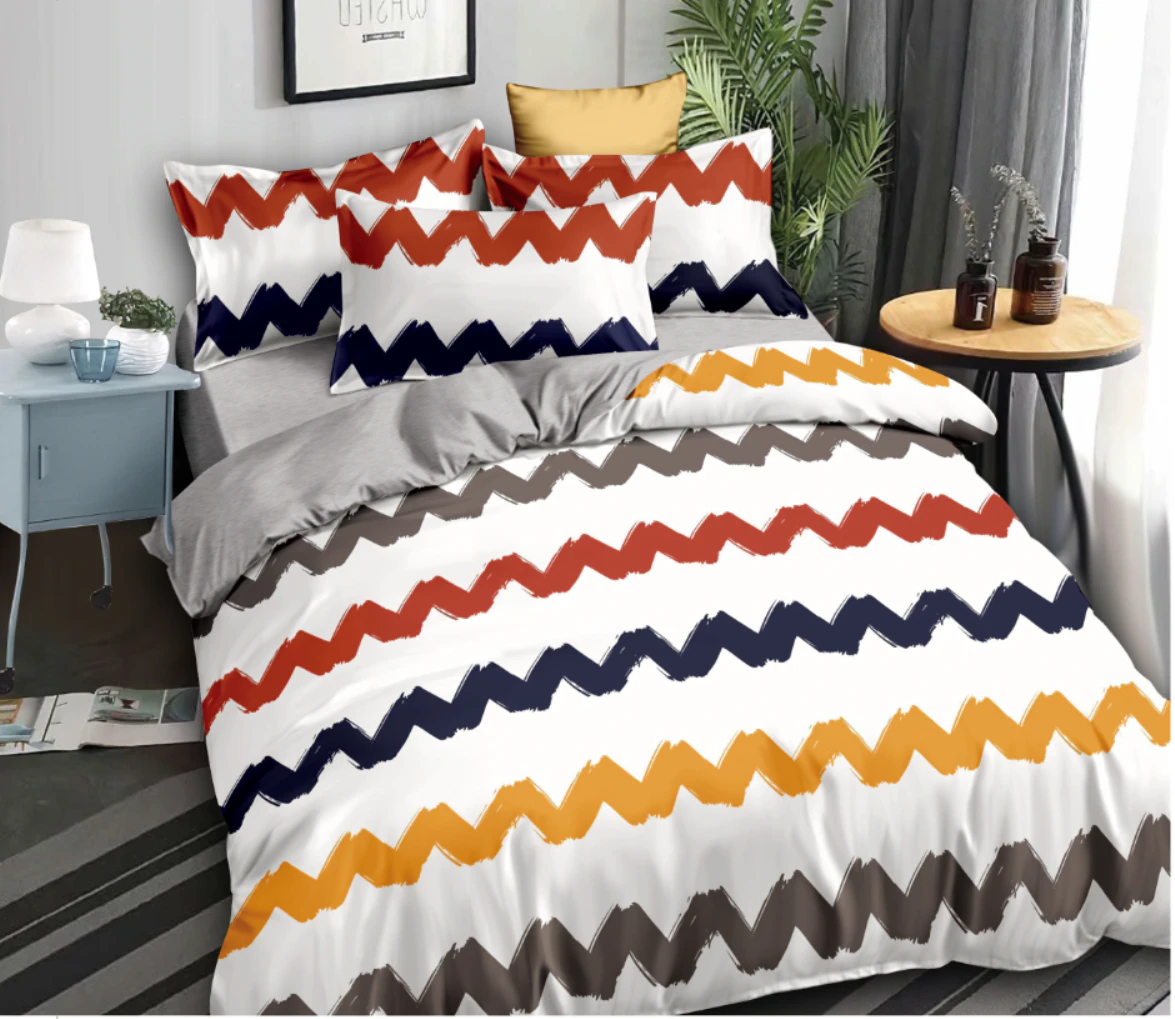 Zigzag Pattern Quilt Doona Duvet Cover Pillow Case Set