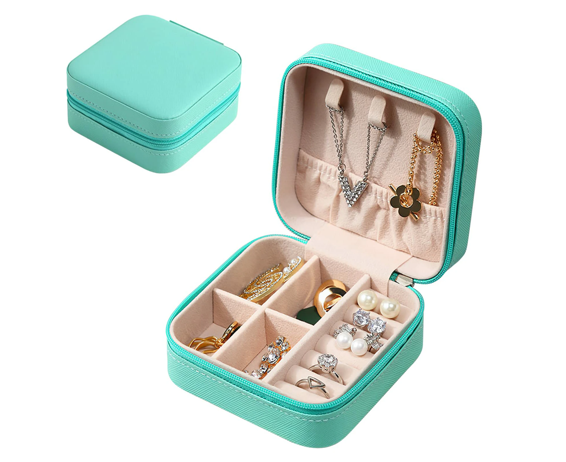 Jewelry Box,Jewelry Box for Women,Small PU Leather Travel Jewelry Organizer,Portable Jewelry Box Organizer,Jewelry Case for Storing Rings/Necklaces/B