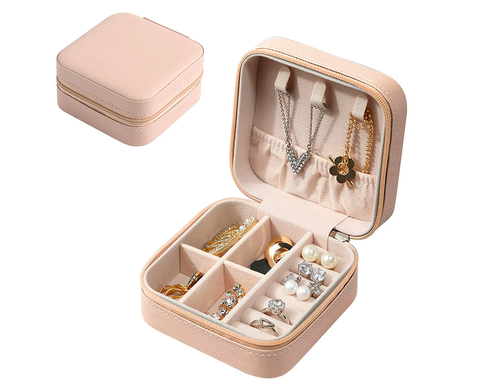 Jewelry Box,Jewelry Box for Women,Small PU Leather Travel Jewelry Organizer,Portable Jewelry Box Organizer,Jewelry Case for Storing Rings/Necklaces/B