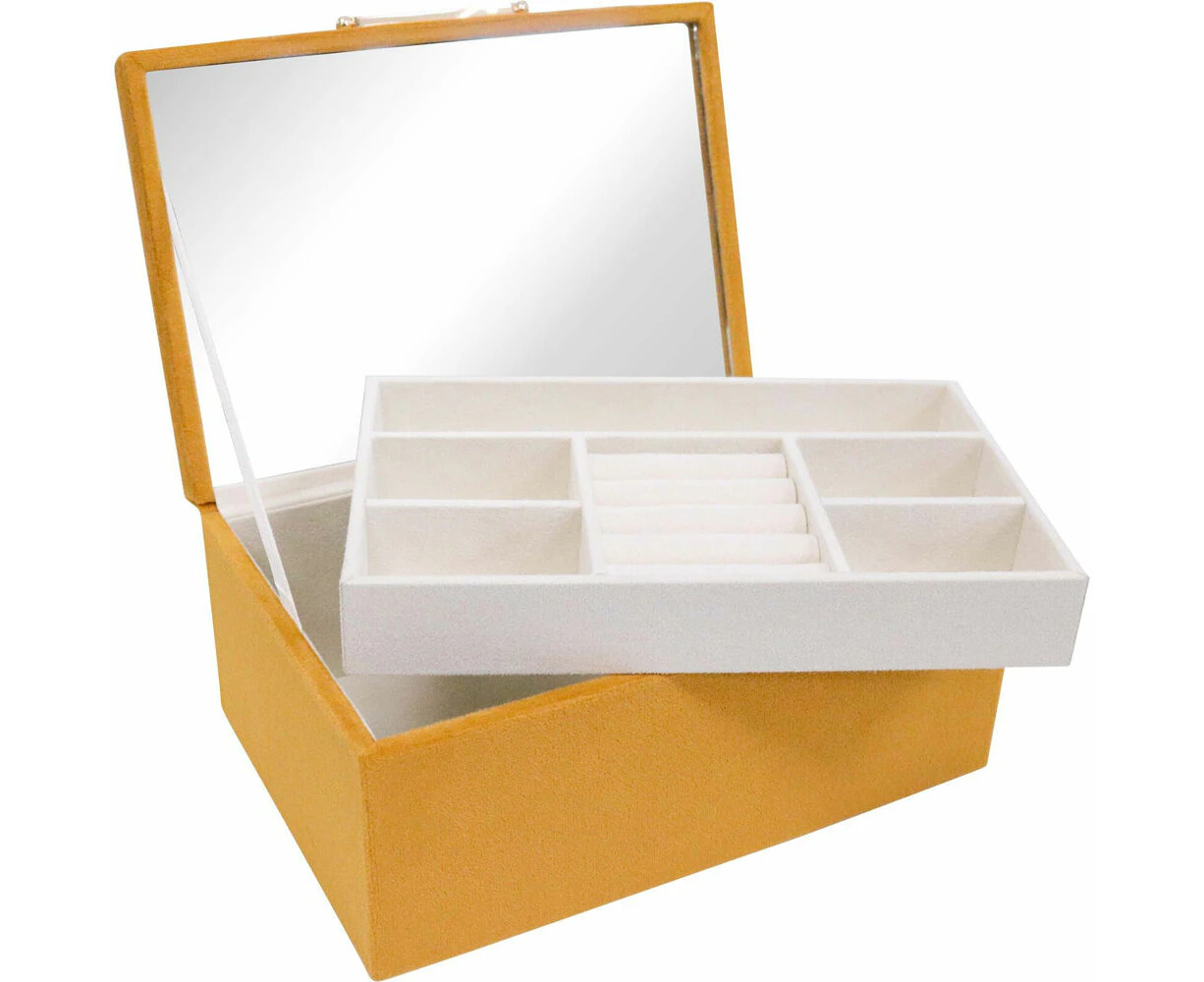 LVD Velvet Jewellery Accessories Storage Box Organiser 18.5x13cm Mustard