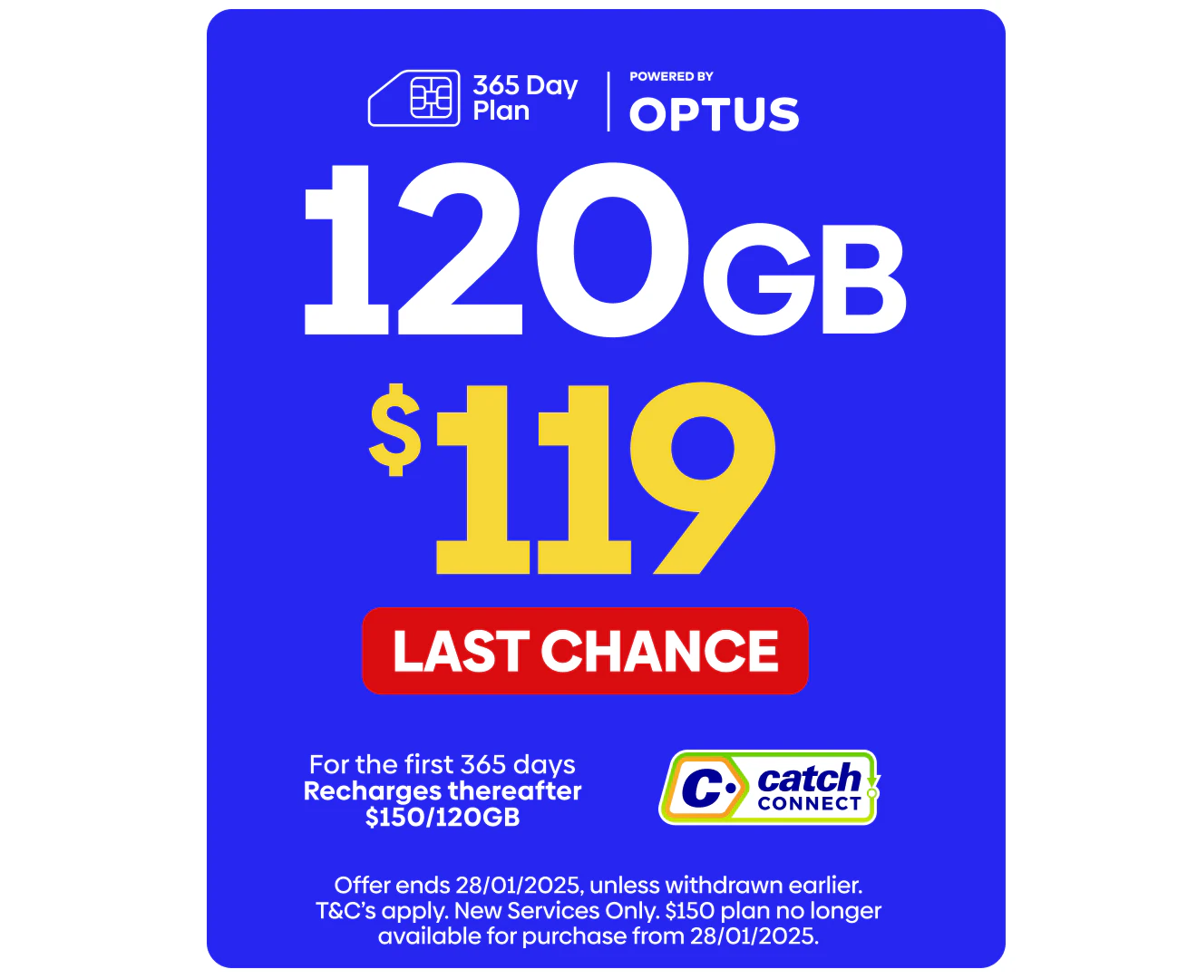 Catch Connect 365 Day Mobile Plan - 120GB