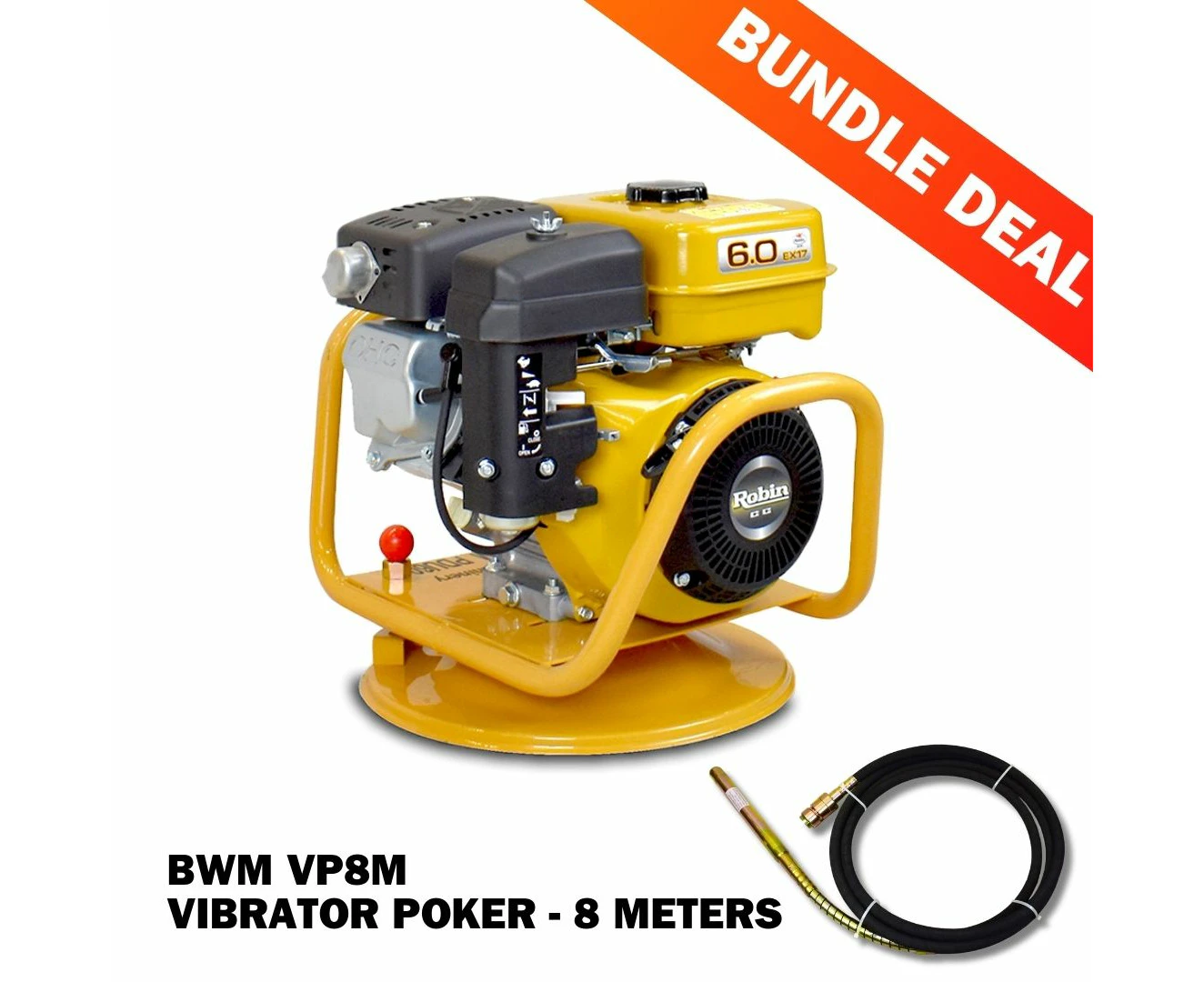 BWM PDU60 Concrete Vibrator / Drive Unit (Kit), VP8M Vibrator Poker included