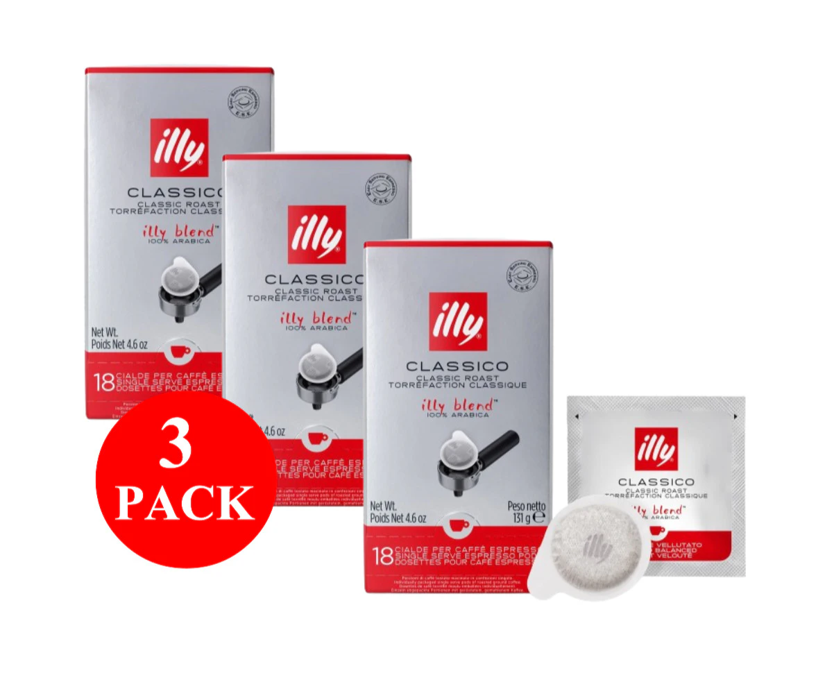 3 x illy Classico Espresso Pods 18PCS