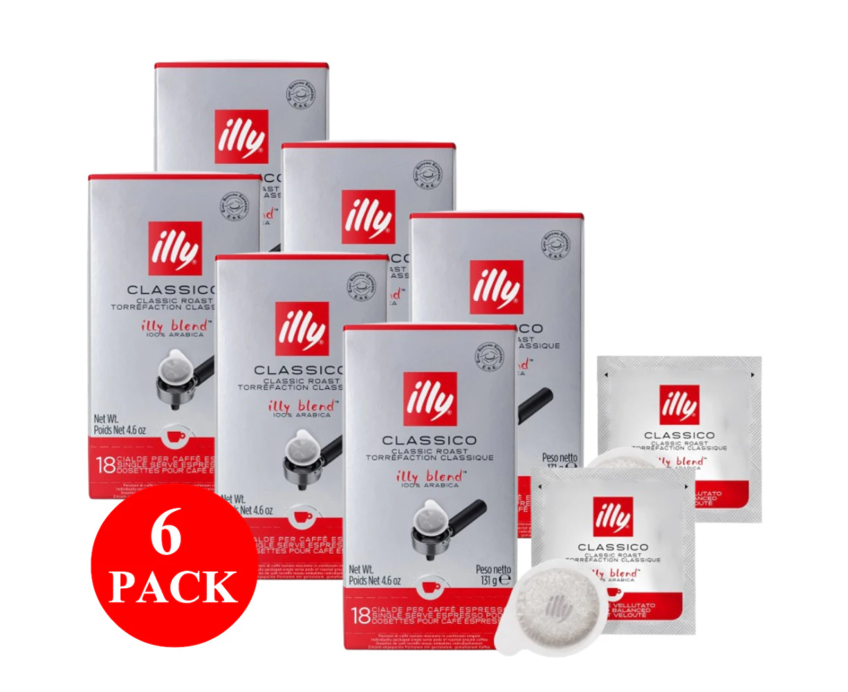 6 x illy Classico Espresso Pods 18PCS