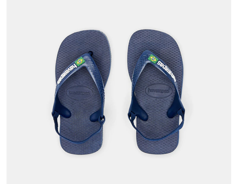 Havaianas Baby/Toddler Brazil Logo Thongs - Marine/Yellow