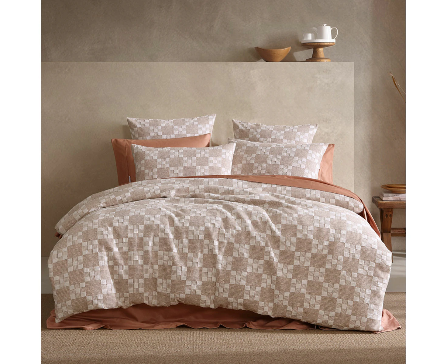 Platinum Collection Indi Stone Cotton Jacquard Quilt Cover Set