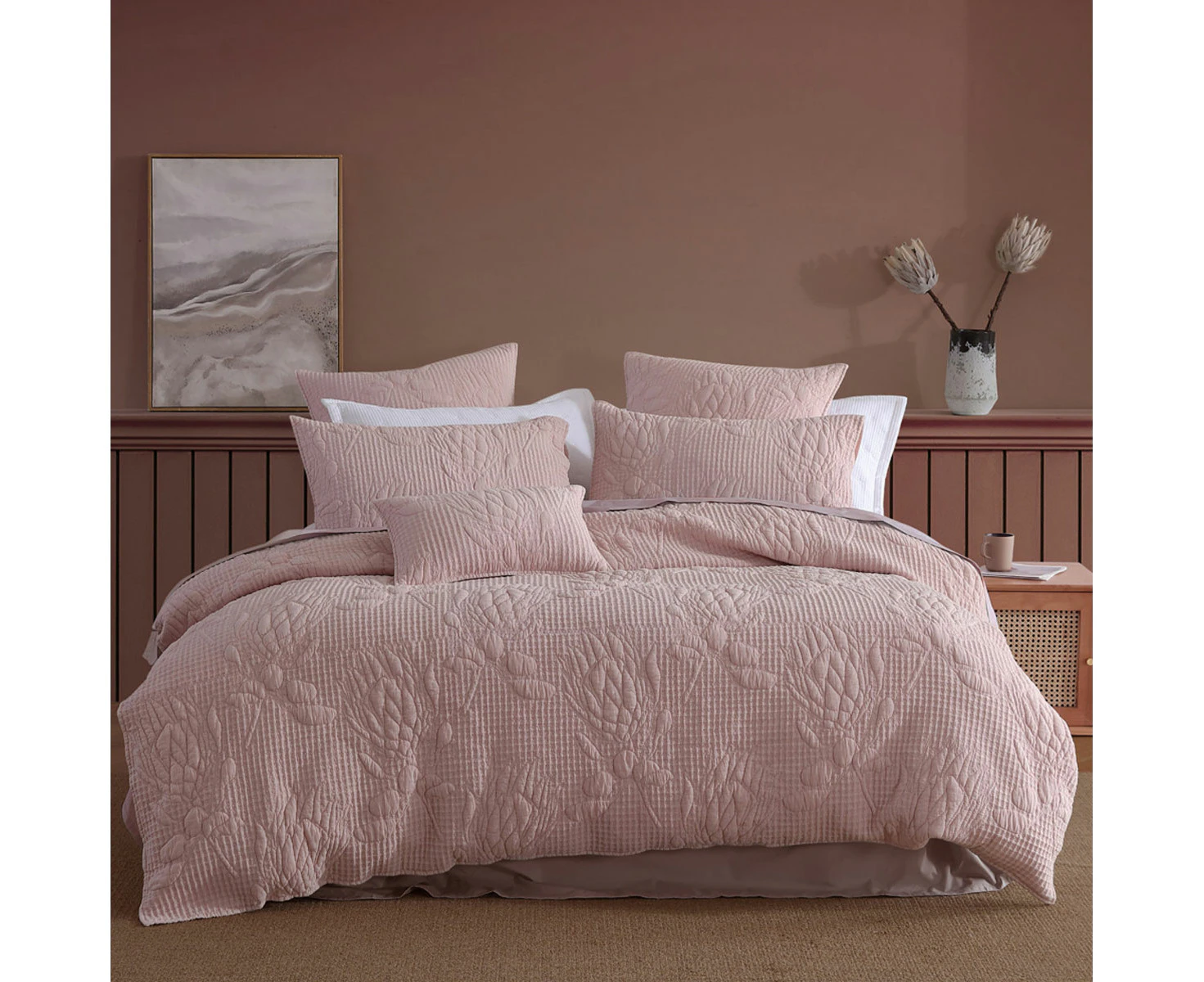 Platinum Collection Flourish Rose 100% Cotton Textured Quilt Cover Set