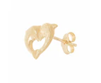 Bevilles Double Dolphin Heart Stud Earrings in 9ct Yellow Gold