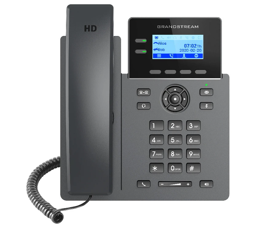 Grandstream GRP2602P Carrier Grade 2 Line IP Phone, 4 SIP Accounts, 132x48 Backlit Screen, HD Audio, Powerable Via POE, 5 way Conference,  1Yr Wty