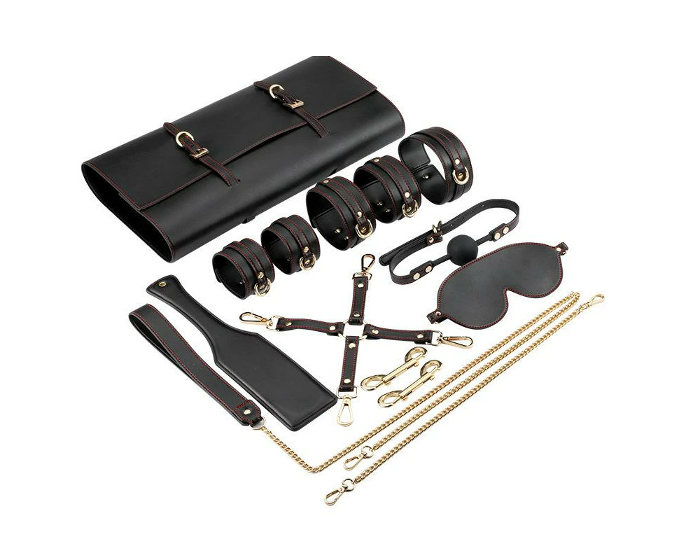 RY BDSM Luxury Fetish Restraint Bondage Kit 6 Pcs - Black with Bag