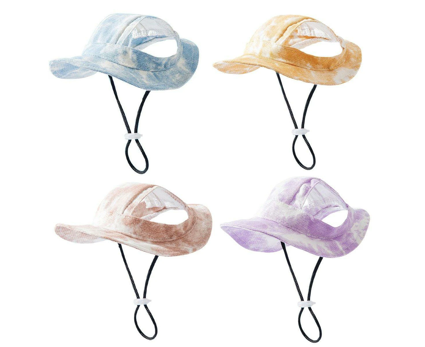 Adjustable Pet Hat with Cute Leaky Ears Sunscreen Fisherman Hat Four Seasons Use