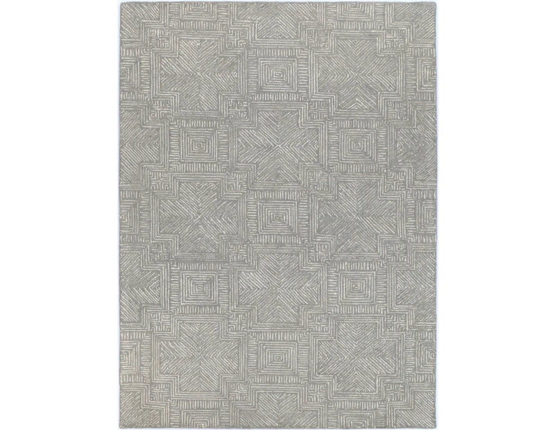 Posy Labyrinth 09C in Grey Wool Rug