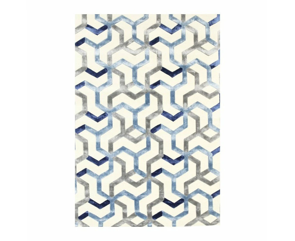 Artisan Silk Geo Maze in Navy Rug