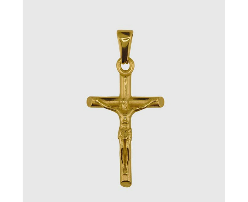 18K Gold Plated Mens Cross Crucifix Pendant Religious Necklace Christian Jewelry Large