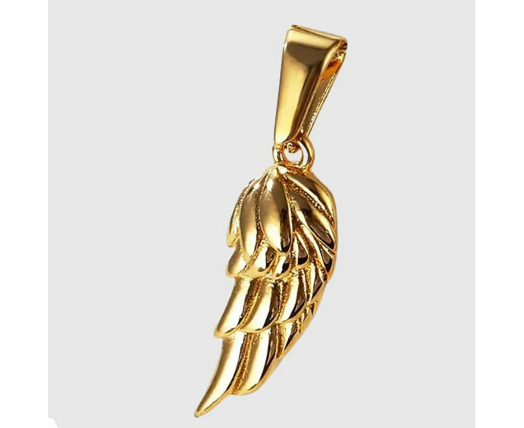 Mens 18K Gold Plated Angel Wing Pendant Necklace Religious Guardian Charm Jewelry