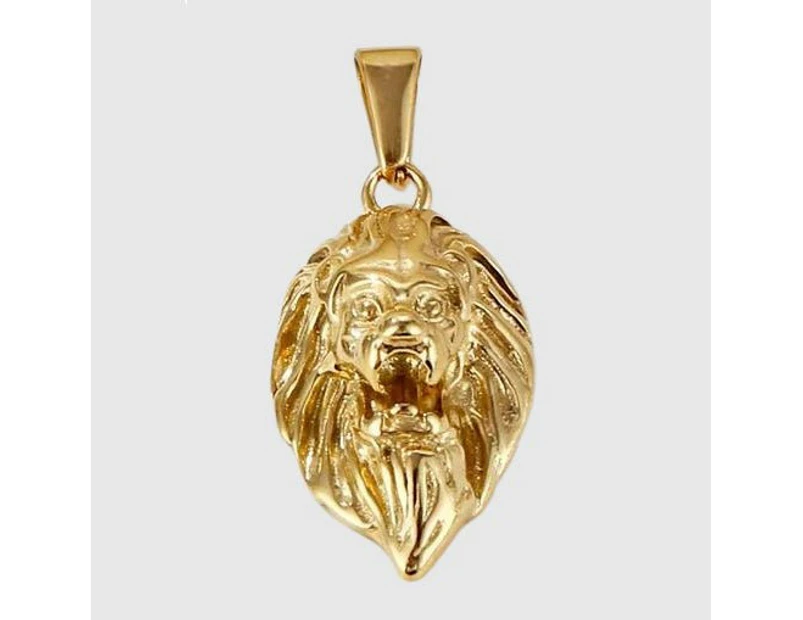 18K Gold Plated Mens Lion Head Pendant Necklace King Crown Luxury Hip Hop Chain