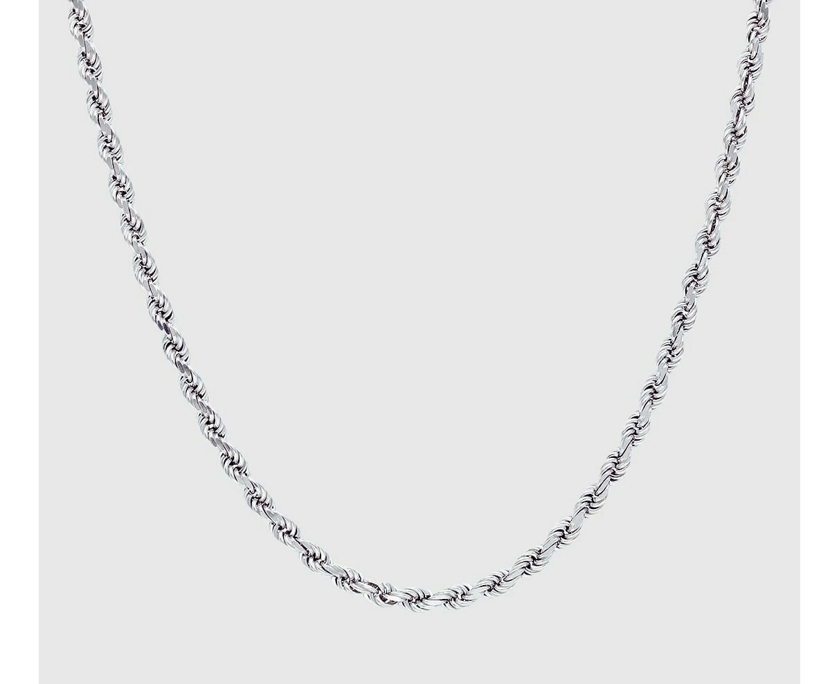 Mens 4mm Silver Rope Chain 316L Stainless Steel Necklace Twist Link Cuban - 20"