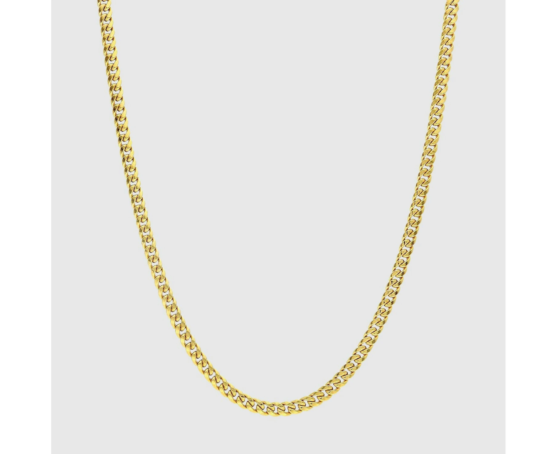 Men's 4mm Cuban Chain Necklace - 18k Gold Plated Jewelry, Hip Hop Style, Durable & Stylish - 24"