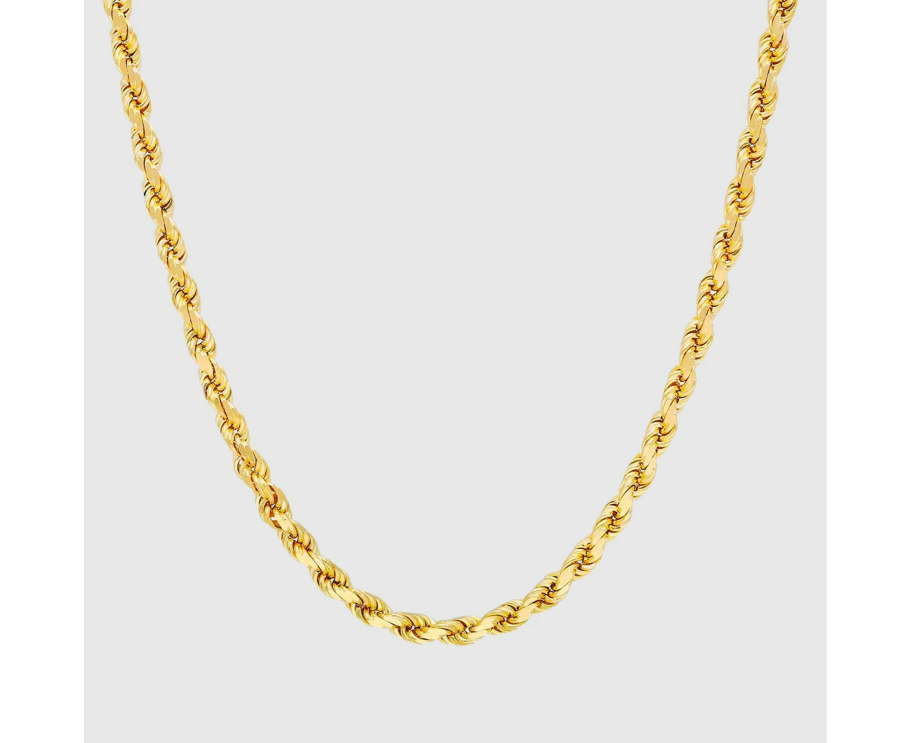 Men's 18K Gold Plated 4mm Rope Chain Necklace Miami Cuban Link Style Hip Hop Jewelry - 24"