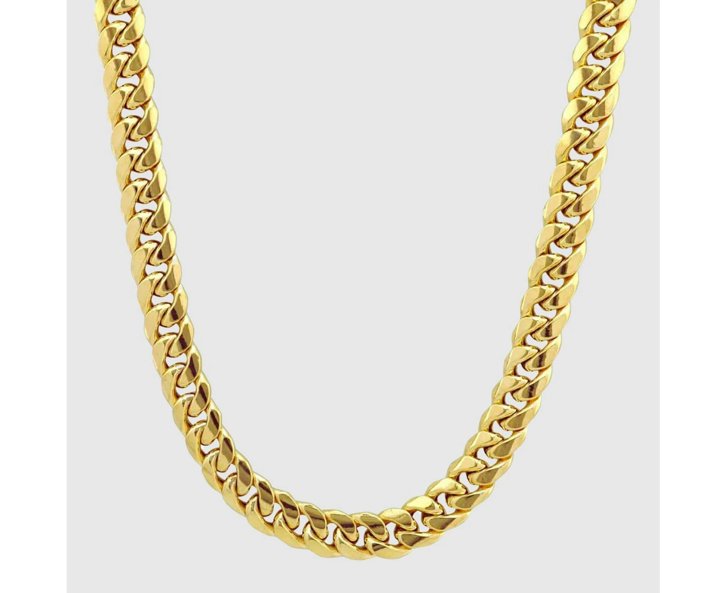 Men's 8mm Cuban Chain Necklace - 18k Gold Plated Jewelry, Hip Hop Style, Trendy Men's Accessories - 24"