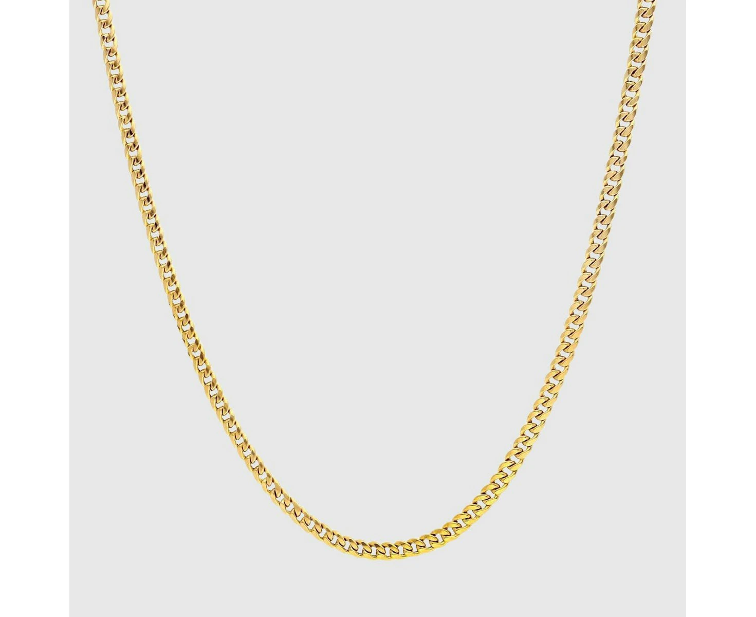 18K Gold Vermeil Cuban Link Chain Necklace 3mm Mens Sterling Silver Miami Curb - 24"