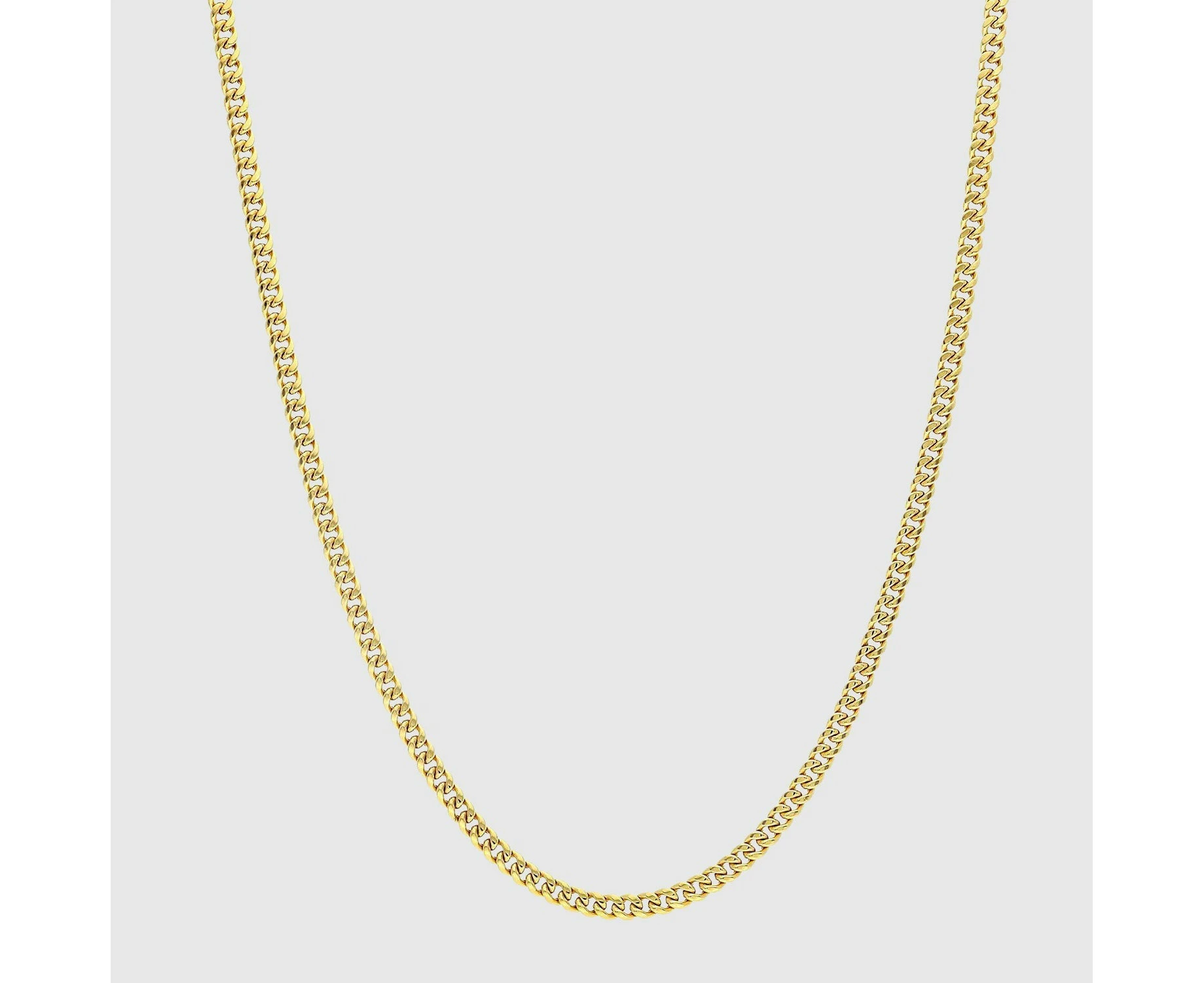 Mens 2mm Cuban Chain Necklace - 18k Gold Plated - Hip Hop Jewelry - 24"