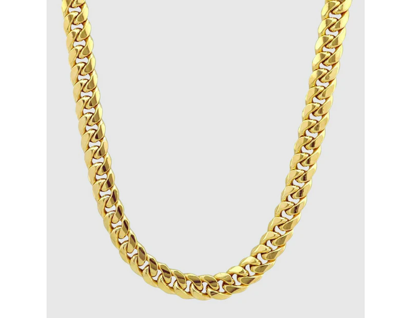 Men's 8mm Cuban Chain Necklace - 18k Gold Plated Jewelry, Hip Hop Style, Trendy Men's Accessories - 22"