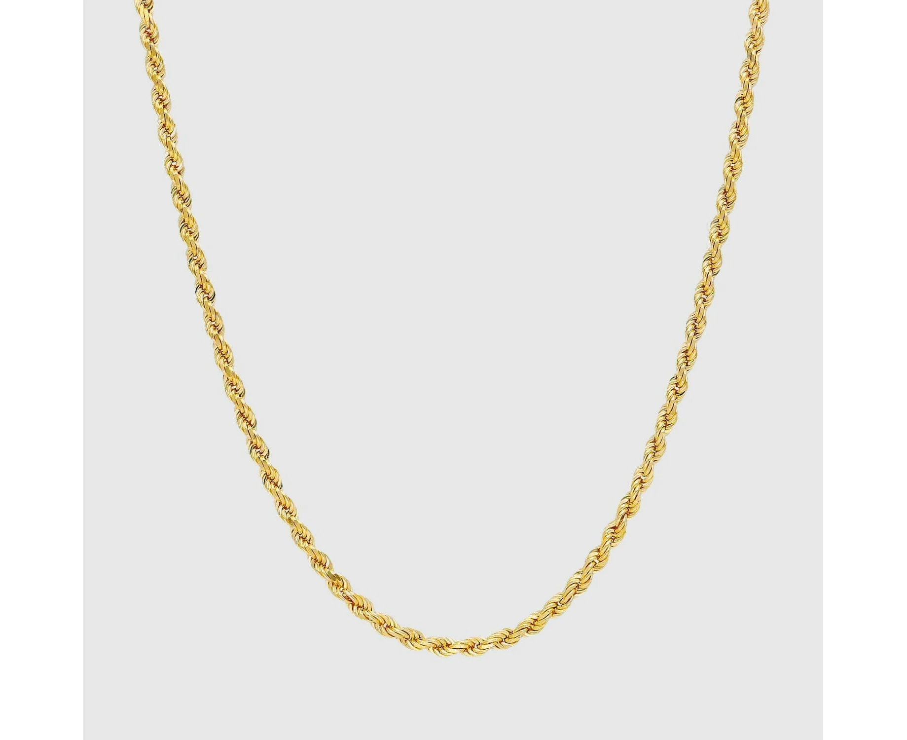 18K Gold Vermeil 2.5mm Rope Chain Necklace Mens Sterling Silver Italian 925 Twist