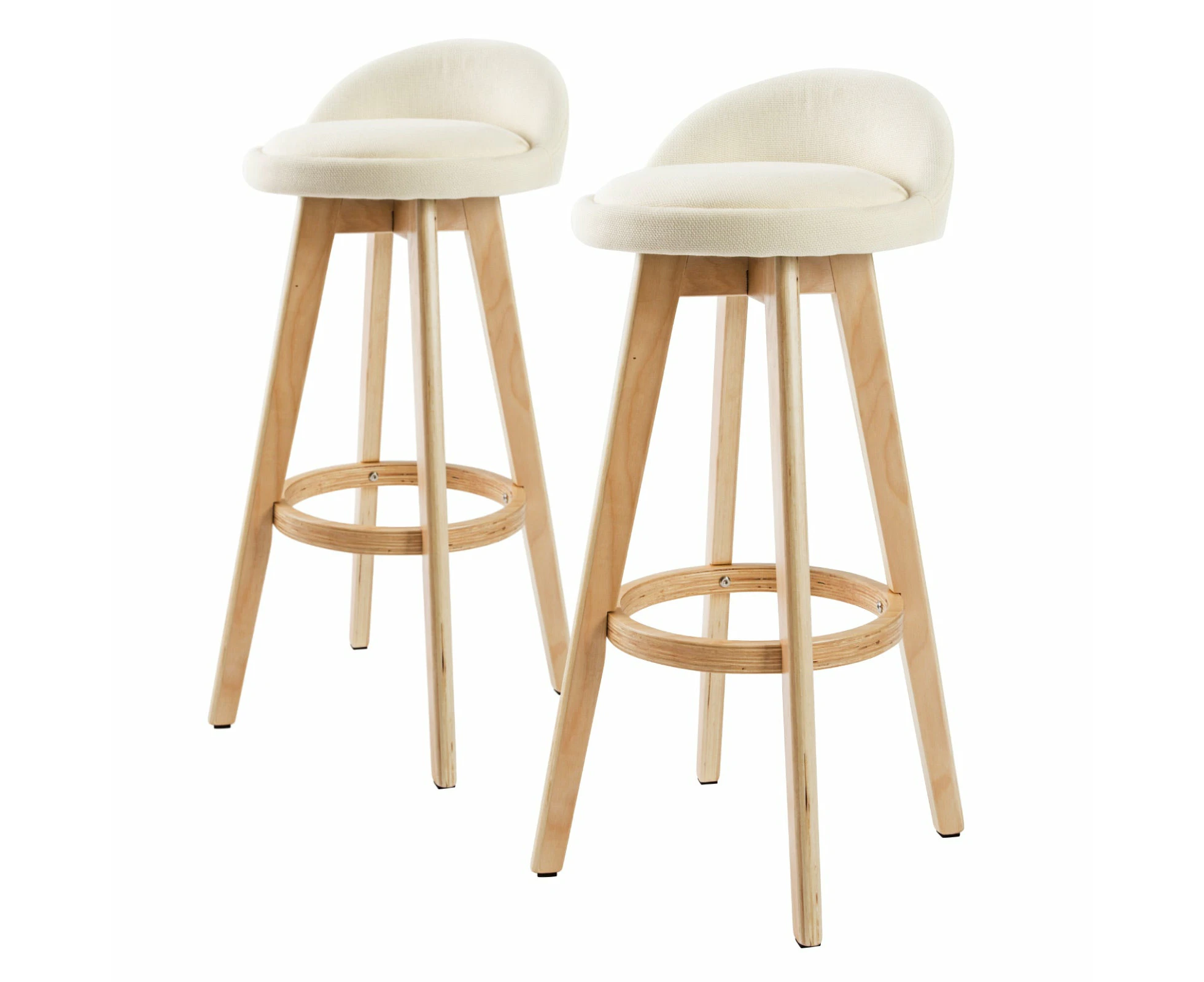 La Bella 2 Set 72cm Beige Wooden Bar Stool Leila Fabric